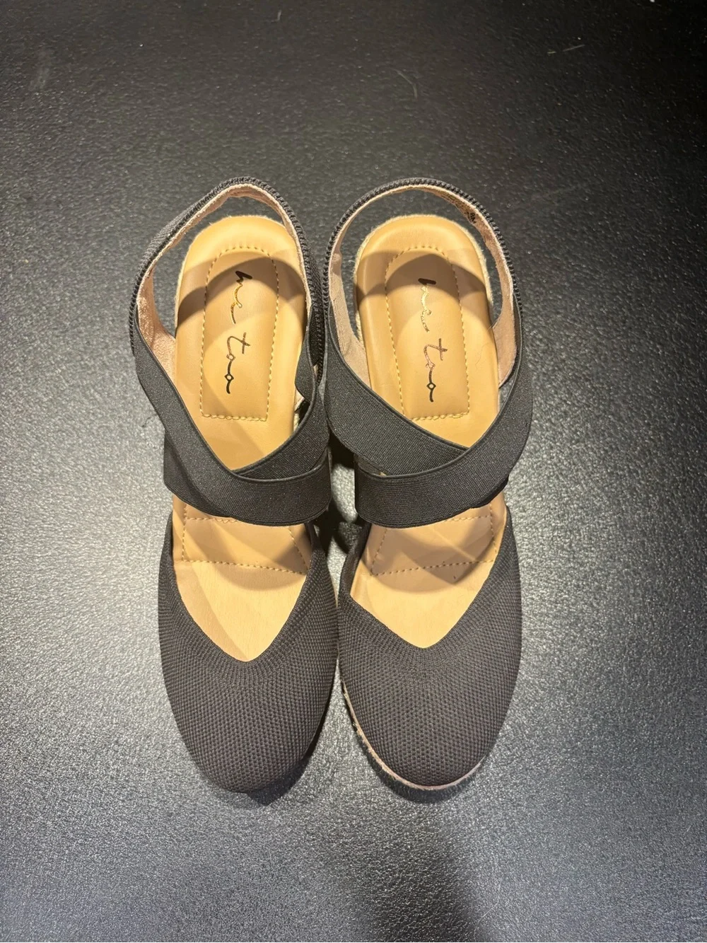 Stelle Black Crisscross Wedge Espadrilles by Me Too Size 8 NWOT!!